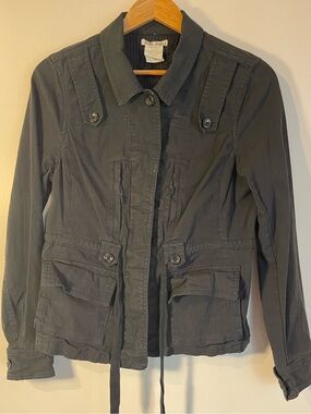 Hei Hei Anthropologie Black Utility Military Safari Jacket Drawstring 10